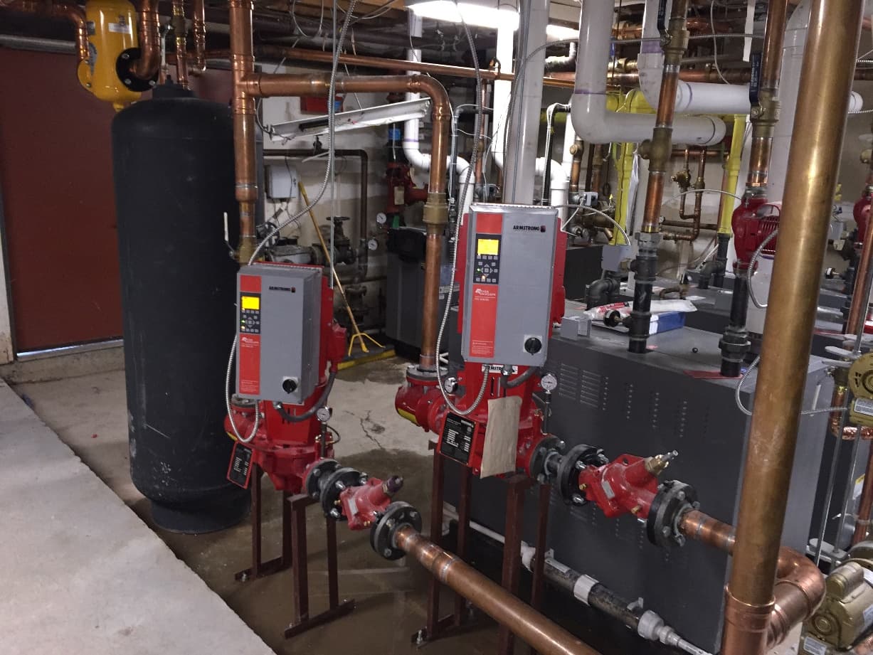 Boiler room piping at Forest Glen